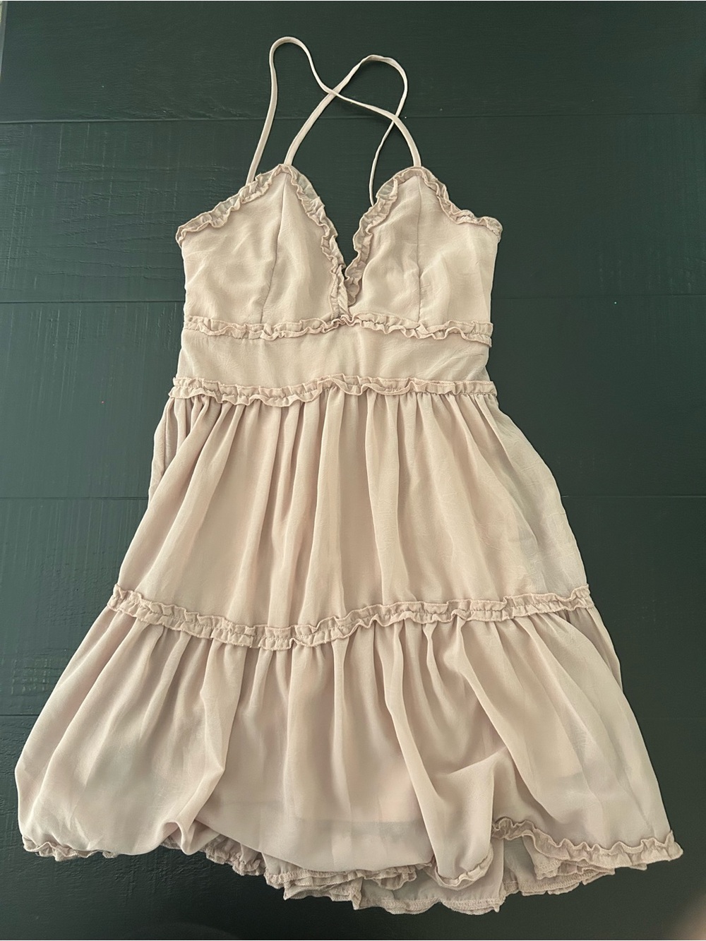 Pink Lily Blush Spaghetti-Strap Tiered Mini Dress - Picture 2 of 7